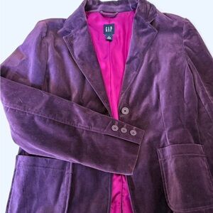 GAP Women's Rich Purple Velvet Blazer
